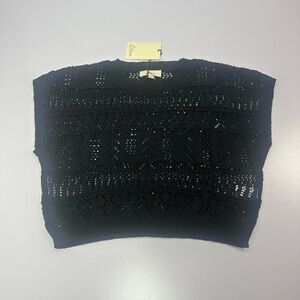 Black Knit crochet cropped elan NWT size M